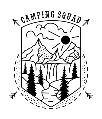 Sacred Geometry Camping Squad Silhouette Badge Template Design