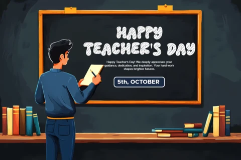 Happy Teacher's Day Editable Design Template - Creative Chalkboard Style