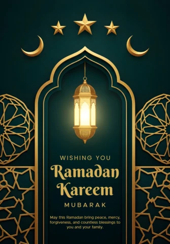 Szablon kartki z życzeniami Ramadan kareem z eleganckim wzorem lampionu