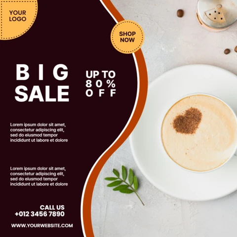 Big Sale Coffee Shop Social Media Post Design Template