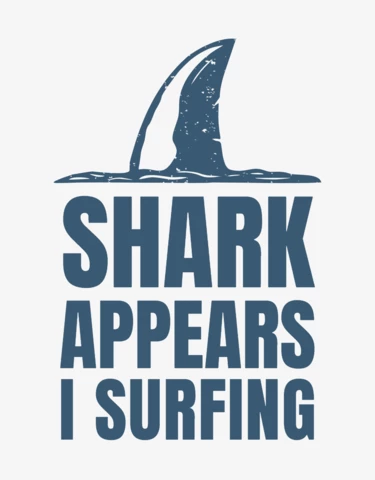 Surfing With Shark Fins Vintage T-Shirt Design Template