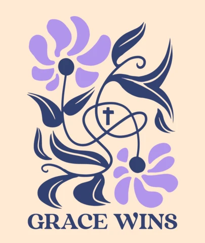 Design de camiseta cristã elegante com cruz floral Grace ganha
