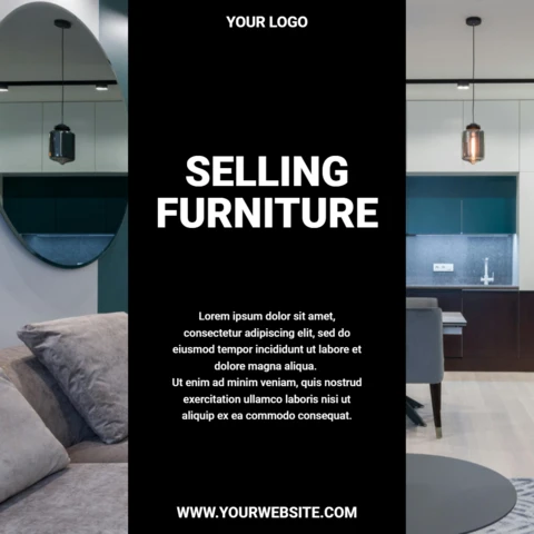 Sobere minimalistische zwarte social media advertentie post ontwerp template