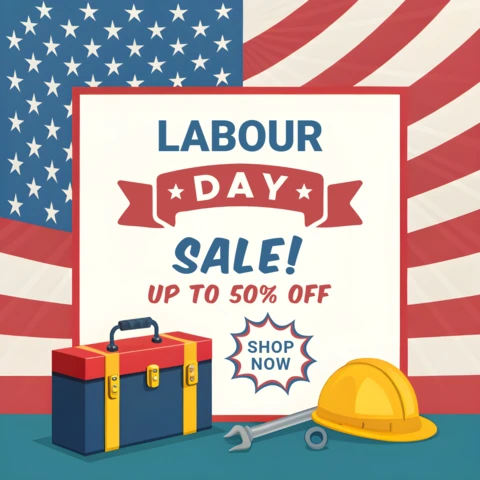 Labour Day Sale Design Template with Vintage American Style