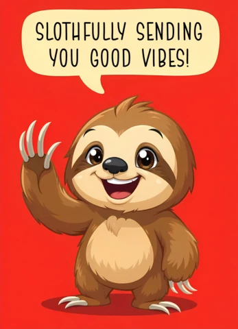 Slothfully Sending Good Vibes: Cute Sloth Design Template for Positive Messages