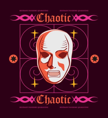 Chaotic Mask Design Template for Artistic Merchandise
