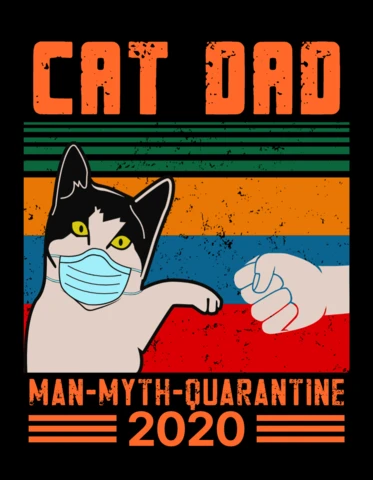 Modelo de design retrô de pai gato: arte gráfica com tema de quarentena