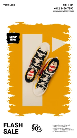 Flash Sale Sneakers Social Media Story Post Design Template