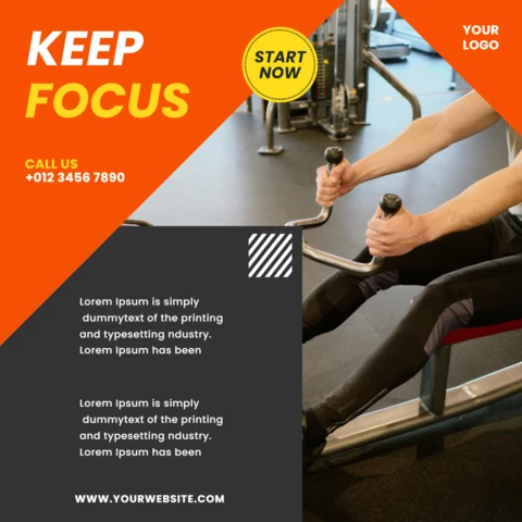 Geometric Leaflet Gym Center Instagram Post Design Template