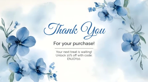 Elegant Blue Floral Thank You Card Design Template