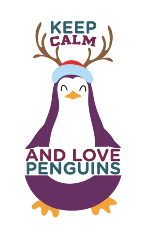 Keep calm and love plantilla de diseño de pingüinos para divertidos gráficos navideños