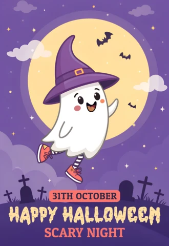 Playful Halloween Ghost Design Template for Festive Greeting Cards