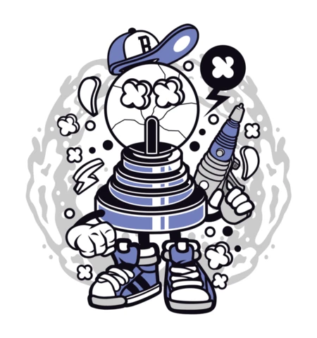 Plasma Lamp Cartoon Character Design Template
