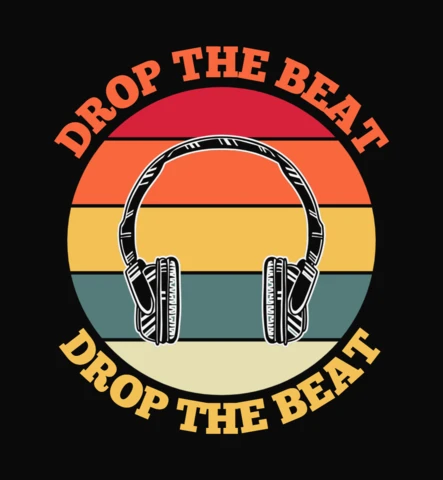 Retro hoofdtelefoon t-shirt ontwerpsjabloon