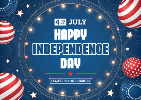 Independence Day Celebration Template with Patriotic Balloons Design