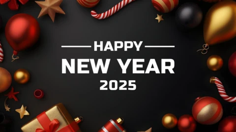 Joyeux Nouvel An 2025 - Décorations festives - Modèle de conception