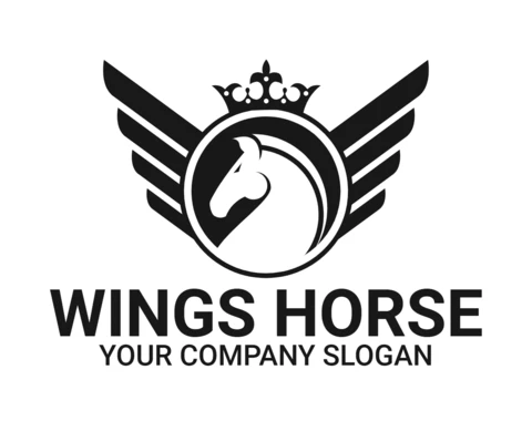 Wings horse logo tasarım şablonu