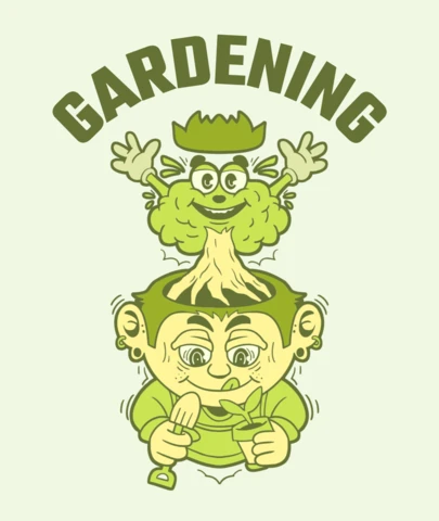 Plantilla de diseño de camiseta de arte de jardinería caprichoso que nutre la naturaleza y la creatividad