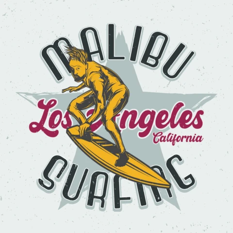 Men On Surfing Board T-Shirt Design Template