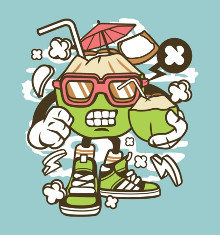 Coconut Cartoon Character Poster Design Template