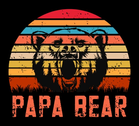 Modelo de design gráfico do papai urso retrô para vestuário personalizado