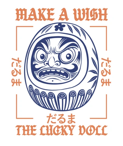 Modèle de design de poupée Daruma : faites un vœu avec un style graphique audacieux