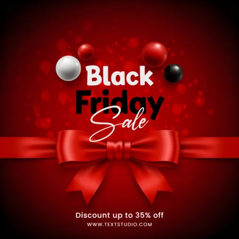 Plantilla de diseño de venta de Black Friday con lazos y orbes para volantes promocionales.