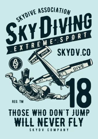 Sky Diving T-shirt Design Template
