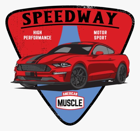 Speedway American Muscle Car T-shirt Design Template