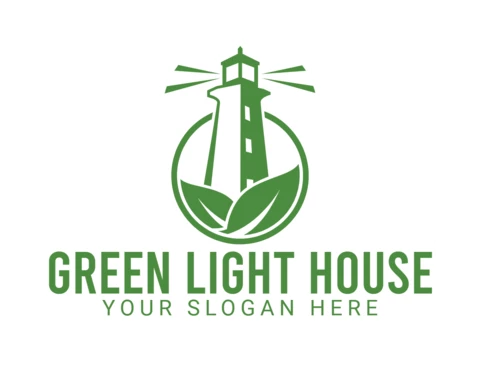 Designvorlage für das Logo eines grünen Leuchtturms