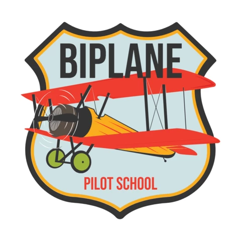 Diseño de plantilla de insignia escolar de biplano