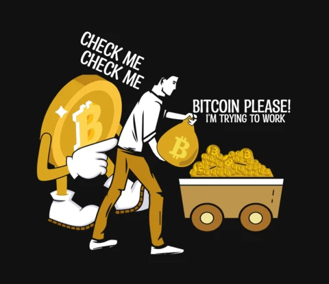 Check Me Check My Bitcoin Please! T-Shirt Design Template