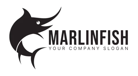 Marlin Fish Logo Design Template Black