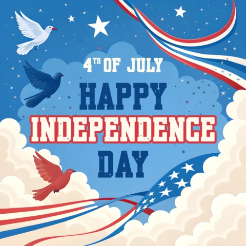 USA Independence Day Celebration Design Template with Patriotic Birds and Stars