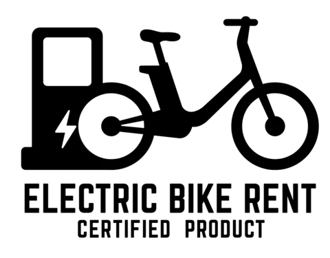 Zertifizierter elektrofahrradverleih logo entwurfsvorlage