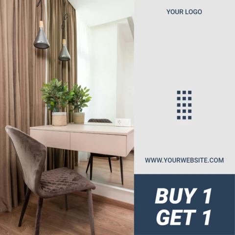Flat Grey And Blue Advertisement Insta Post Design Template