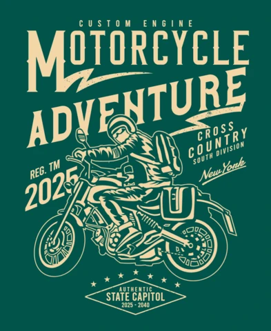 Plantilla de diseño de camiseta de aventura en motocicleta