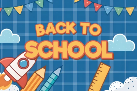 Back to School Design Template with Fun Illustrations for Educational Flyers
