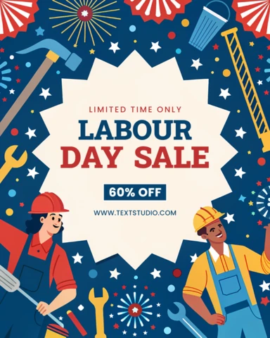 Festive Labour Day Sale Design Template with Bold Graphics