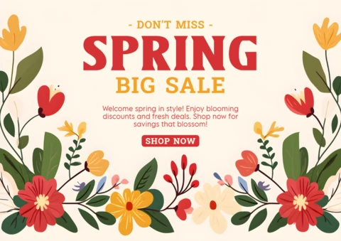 Modelo de design de venda floral de primavera para promoções sazonais