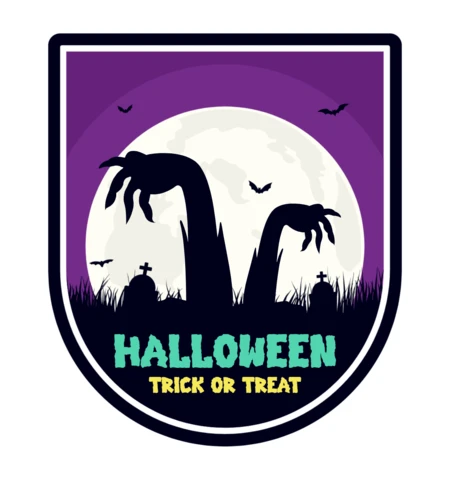 Halloween Zombie Badge T-shirt Design Template