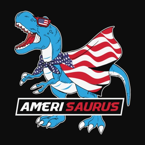 4th Of July Amerisaurus Dinosaur T-Shirt Design Template
