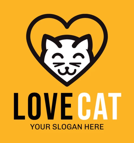 Modelo de design de logotipo de gato amoroso