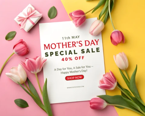 Elegant Mother's Day Sale Template Design with Floral Accents