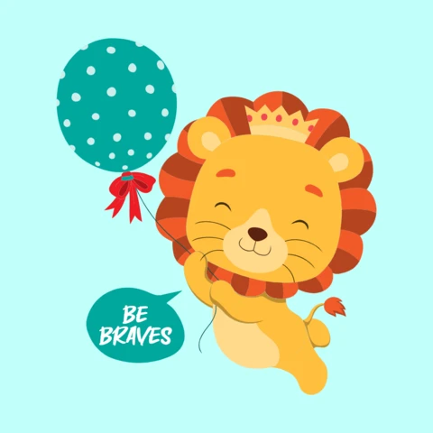 Editable Lion Celebration Design Template for Babies Illustrations Book