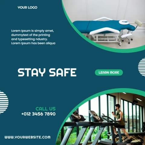 Blue Curve Advertisement Instagram Post Design Template