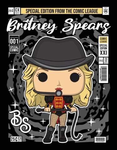 Britney Spears Cartoon Character Magazine Cover Design Template