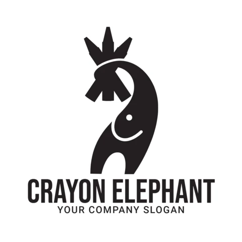Crayon Elephant Logo Design Template