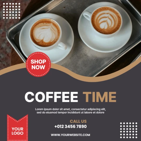Plantilla de diseño de publicación de Instagram para la hora del café capuchino