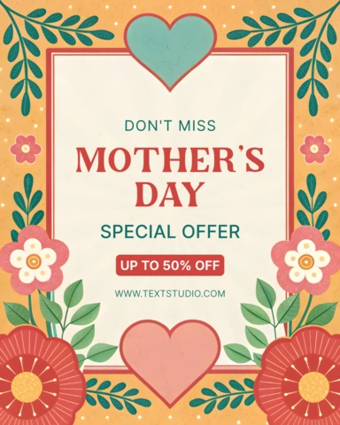 Vintage Floral Mother's Day Promotion Template – Editable Design for Special Offers